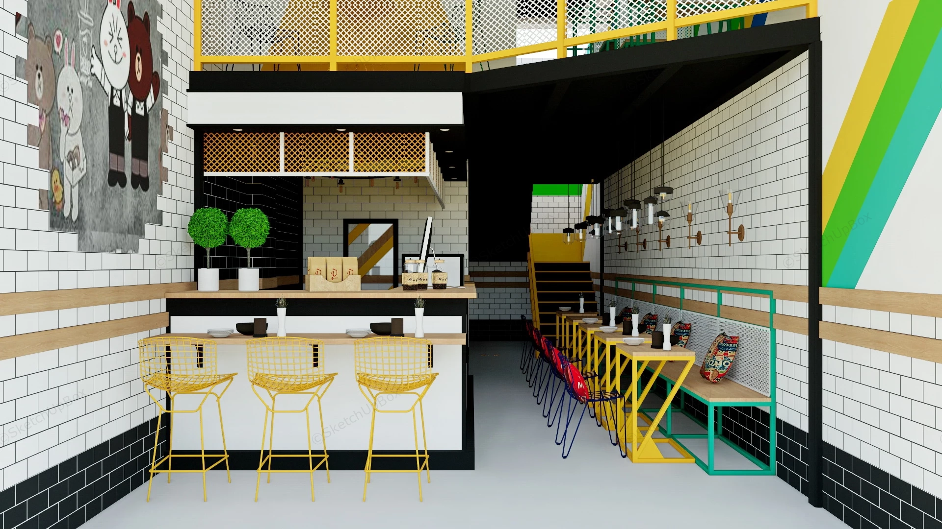 Milk Tea Shop Interior Design sketchup model preview - SketchupBox