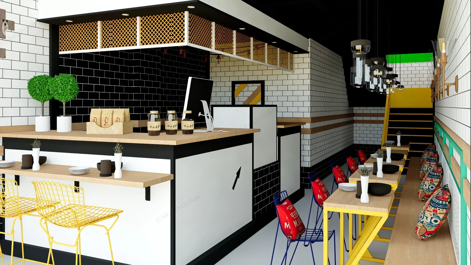 Milk Tea Shop Interior Design sketchup model preview - SketchupBox