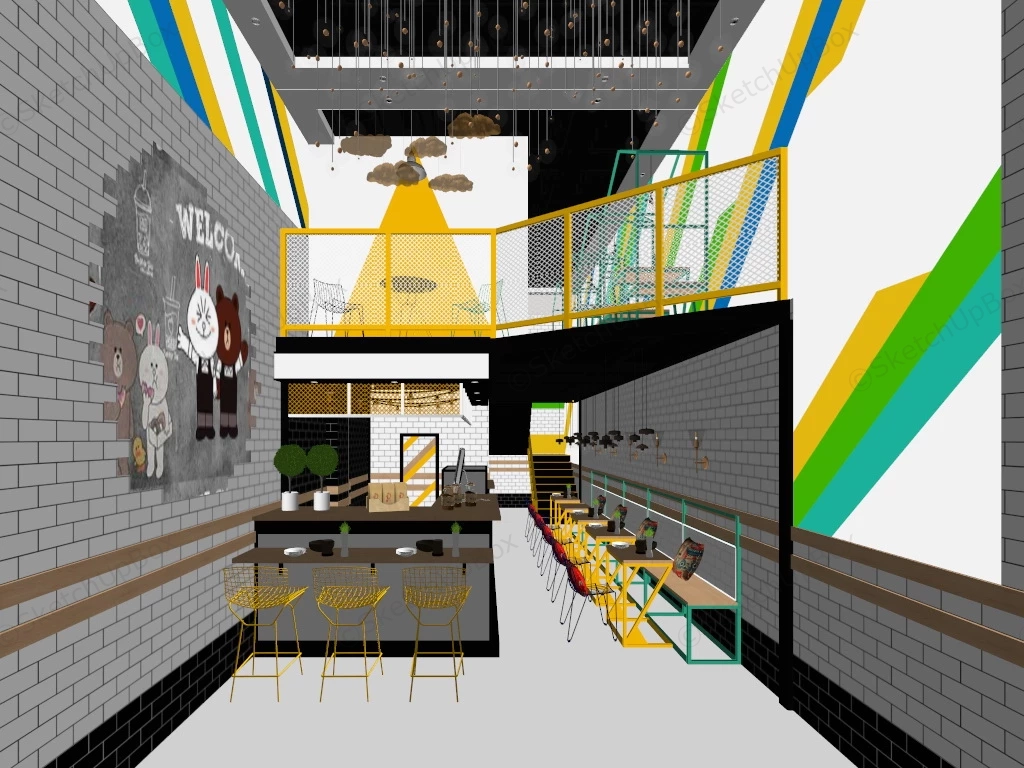 Milk Tea Shop Interior Design sketchup model preview - SketchupBox