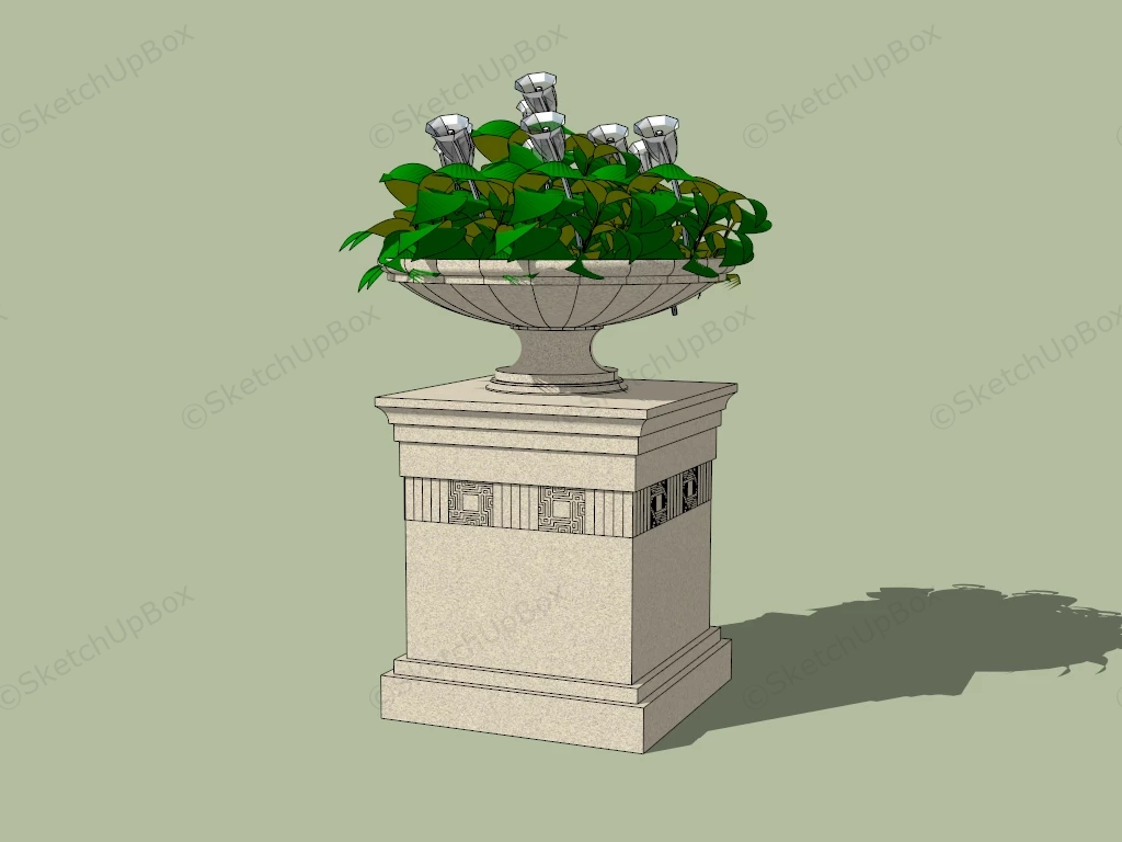 Urn Planter On Pedestal sketchup model preview - SketchupBox