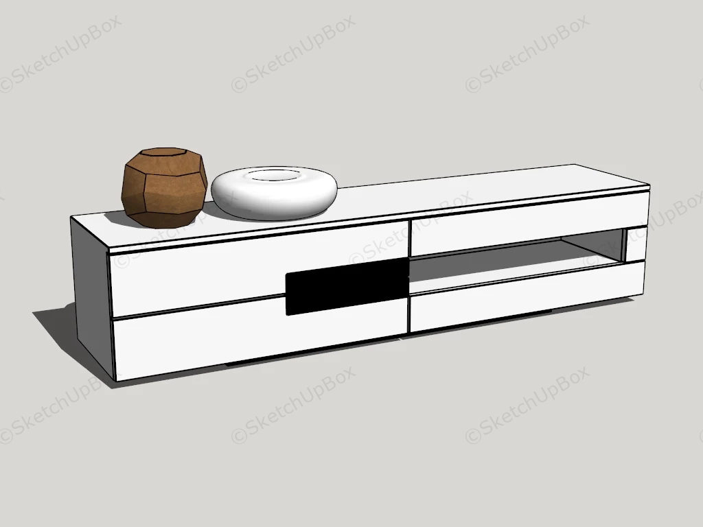 White Minimalist Tv Stand sketchup model preview - SketchupBox