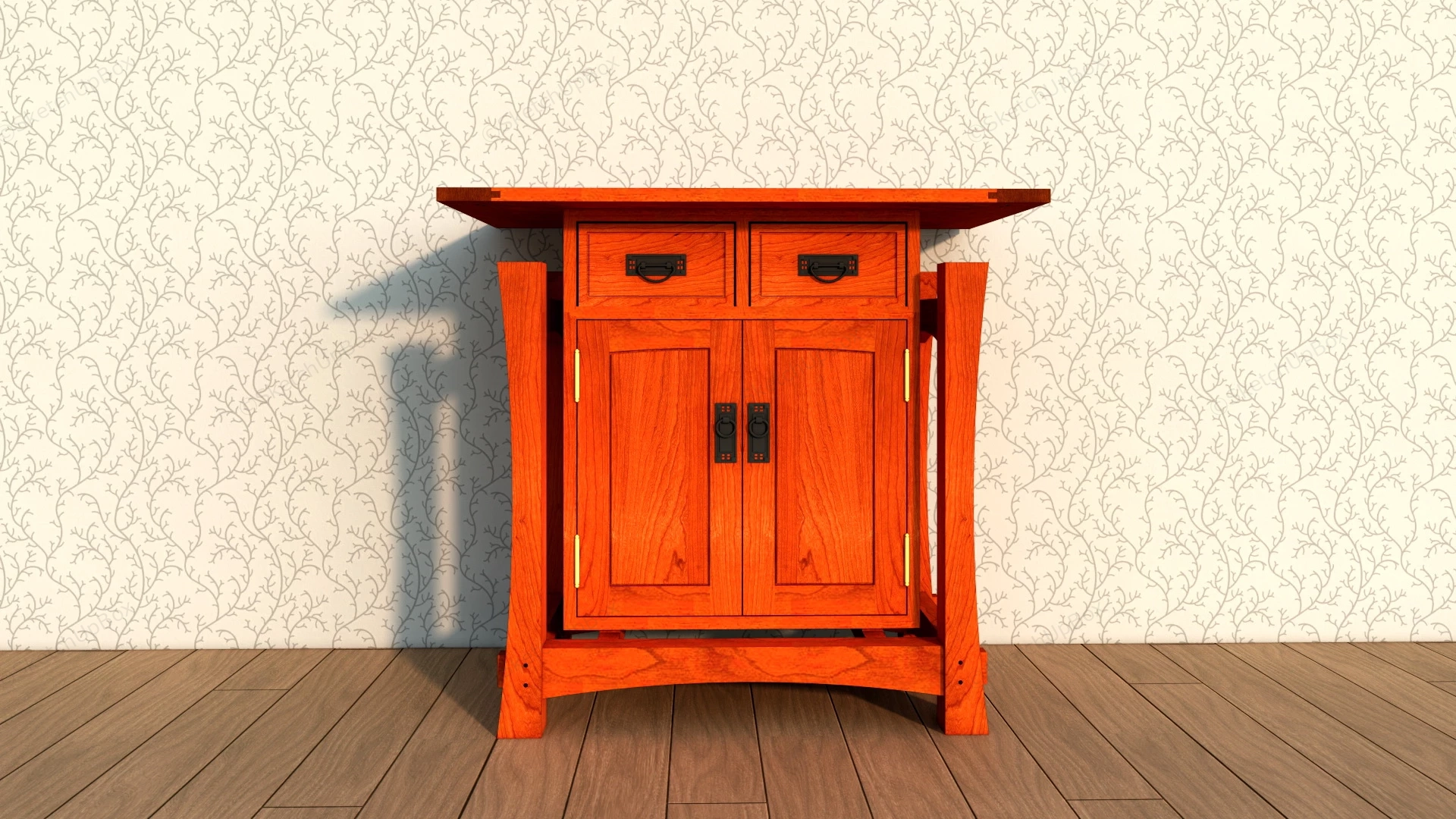 Asian Style Accent Cabinet sketchup model preview - SketchupBox