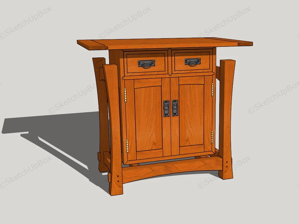 Asian Style Accent Cabinet sketchup model preview - SketchupBox