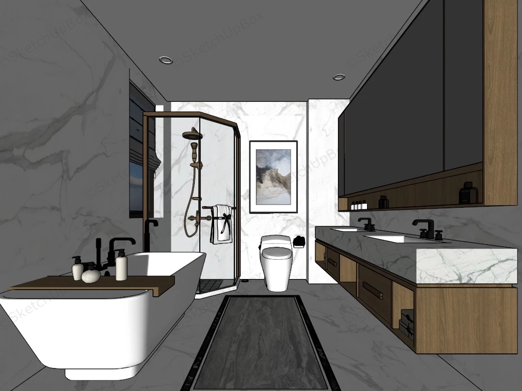 Modern White Bathroom Ideas sketchup model preview - SketchupBox