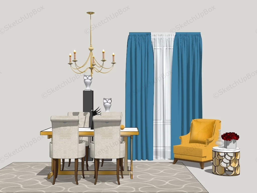 Small Dining Room Furniture Ideas sketchup model preview - SketchupBox