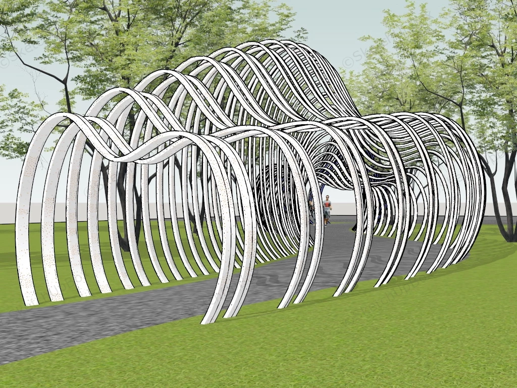 Art Pergola Tunnel Walkway In Park sketchup model preview - SketchupBox