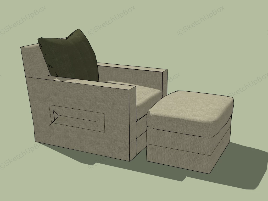 Armchair With Footstool sketchup model preview - SketchupBox