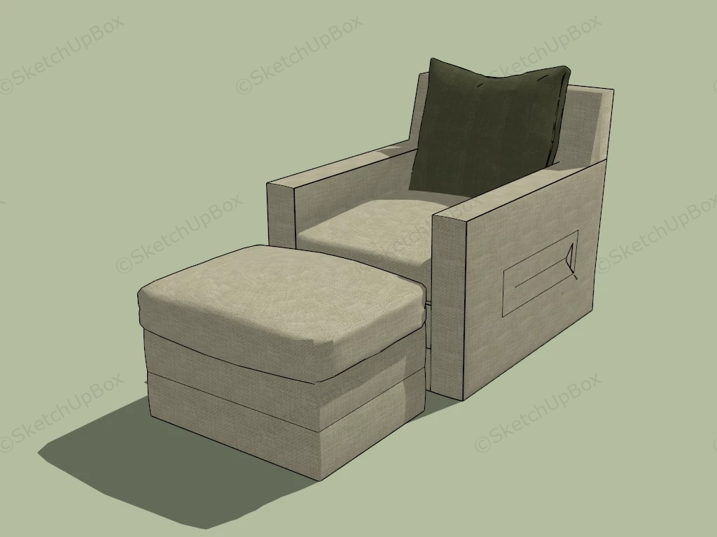 Armchair With Footstool sketchup model preview - SketchupBox