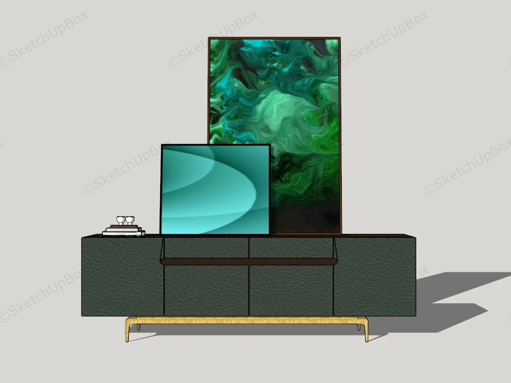 Forest Green TV Stand sketchup model preview - SketchupBox