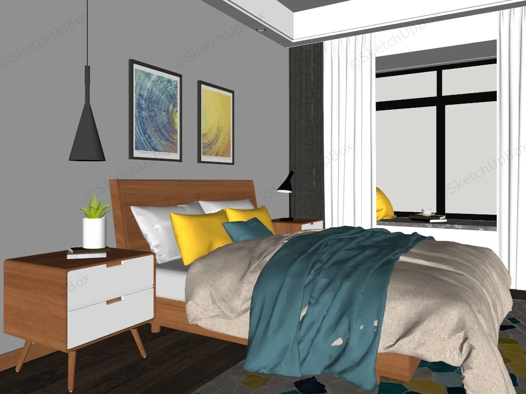 Scandinavian Style Bedroom Design sketchup model preview - SketchupBox