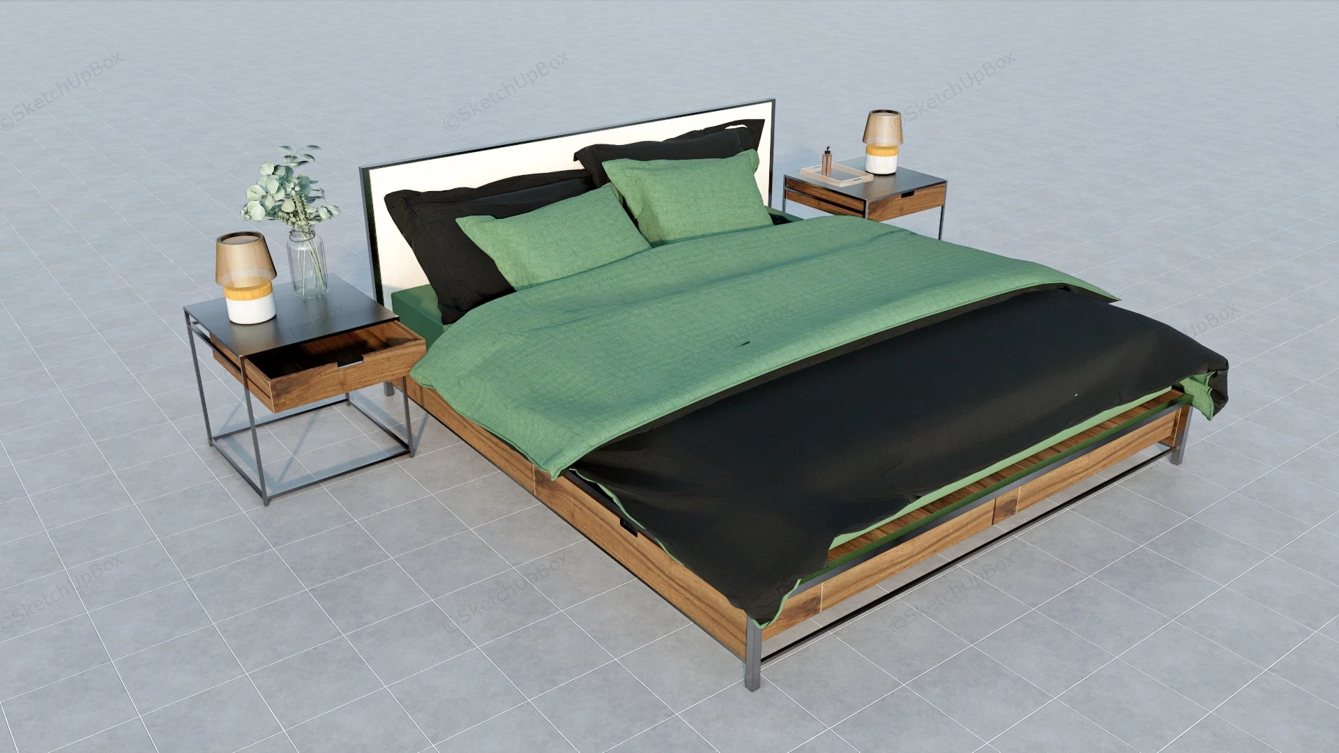 Rustic Industrial Bedroom Set sketchup model preview - SketchupBox