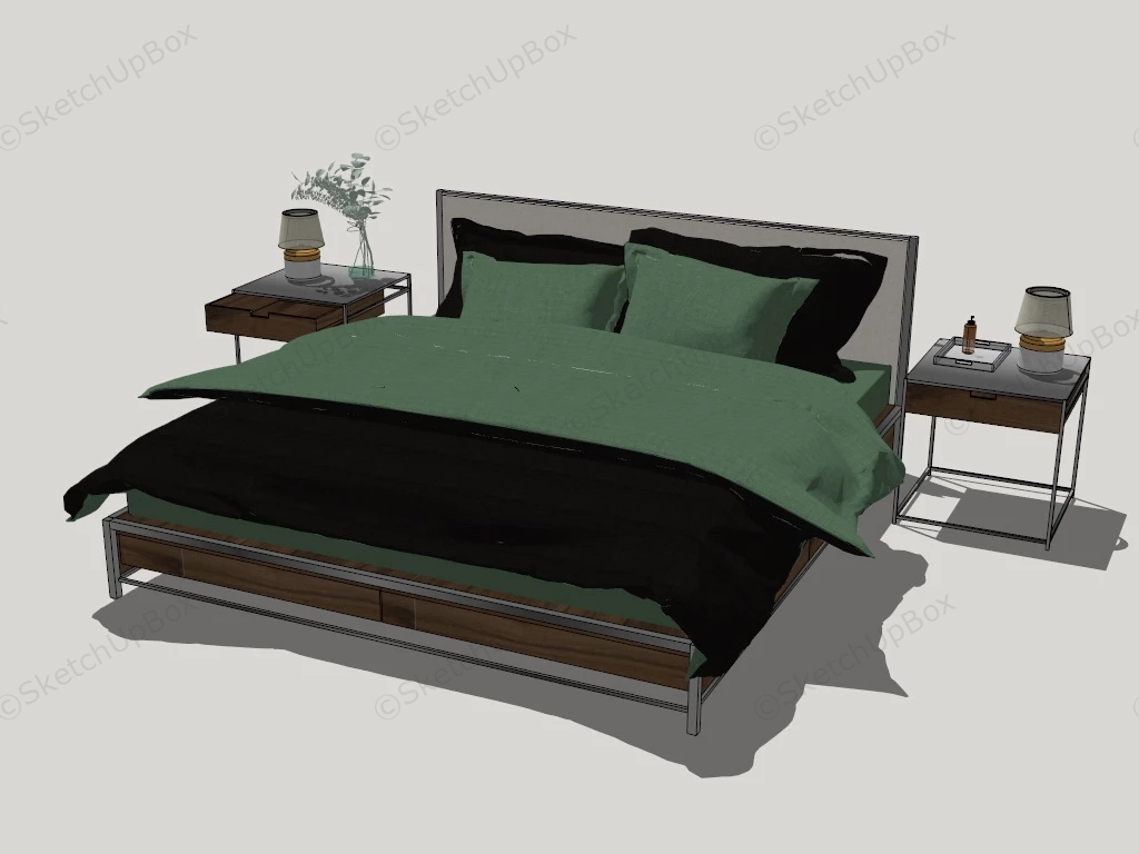 Rustic Industrial Bedroom Set sketchup model preview - SketchupBox