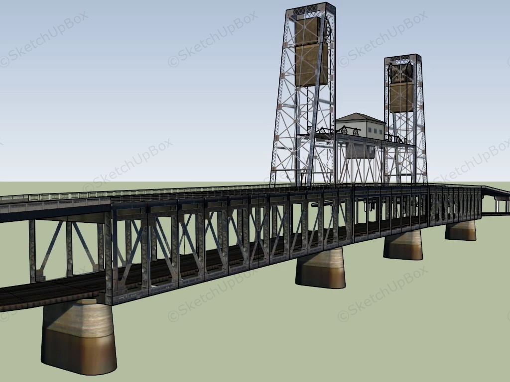 Double Deck Truss Bridge sketchup model preview - SketchupBox