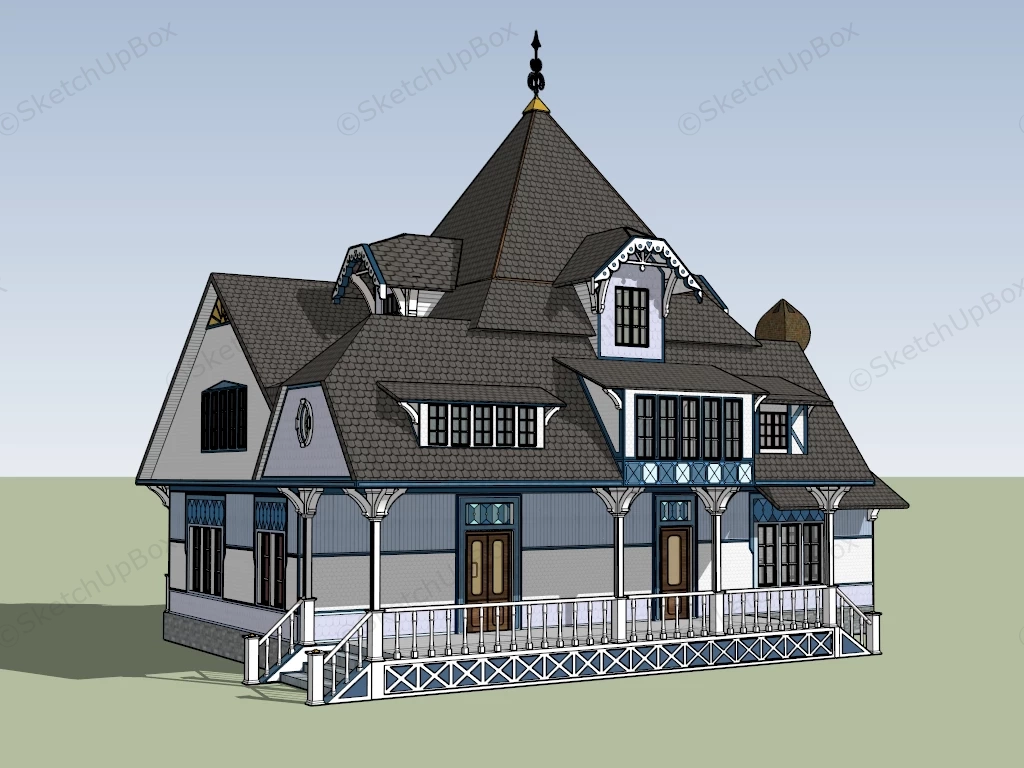 Beautiful Craftsman House sketchup model preview - SketchupBox