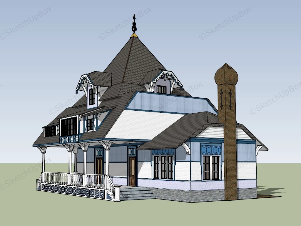 Beautiful Craftsman House sketchup model preview - SketchupBox