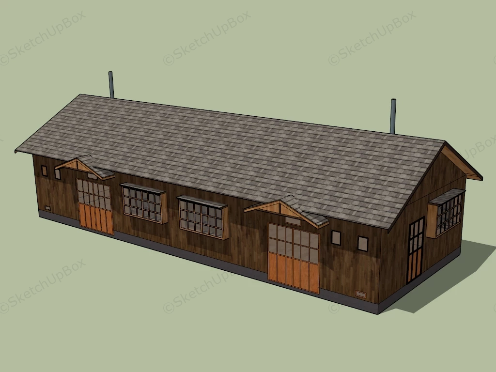 Timber Frame Barn sketchup model preview - SketchupBox