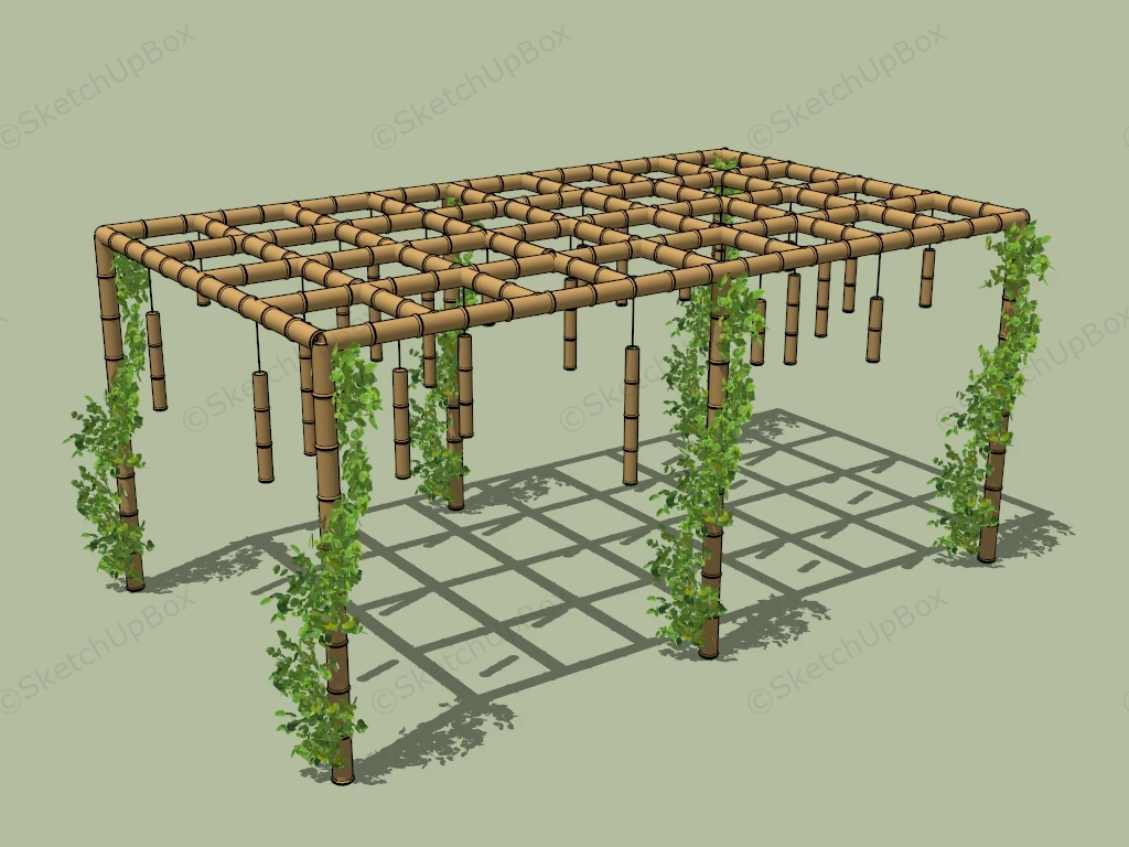 Bamboo Pergola With Vine sketchup model preview - SketchupBox