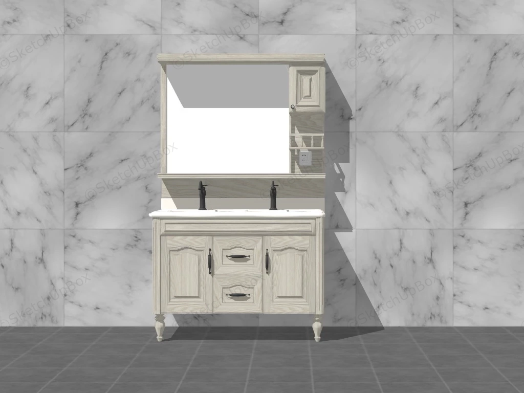 Double Sink Bathroom Vanity sketchup model preview - SketchupBox