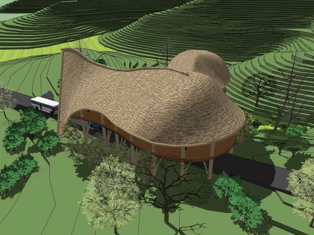 Mountain Observation Deck sketchup model preview - SketchupBox