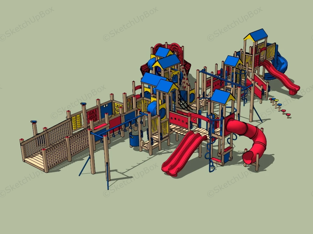 Commercial Kids Playground Set sketchup model preview - SketchupBox