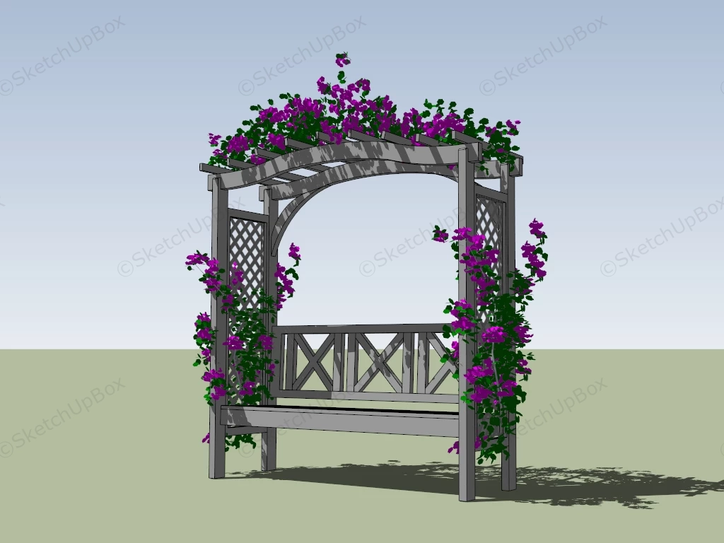 Rose Arbor With Bench sketchup model preview - SketchupBox