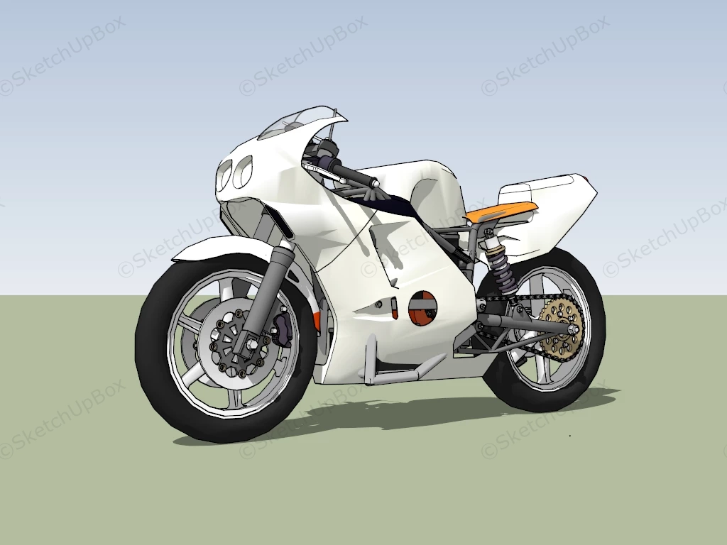 White Racing Motorcycle sketchup model preview - SketchupBox