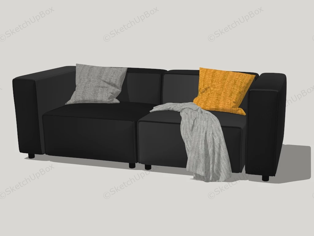 Black Loveseat Sofa sketchup model preview - SketchupBox