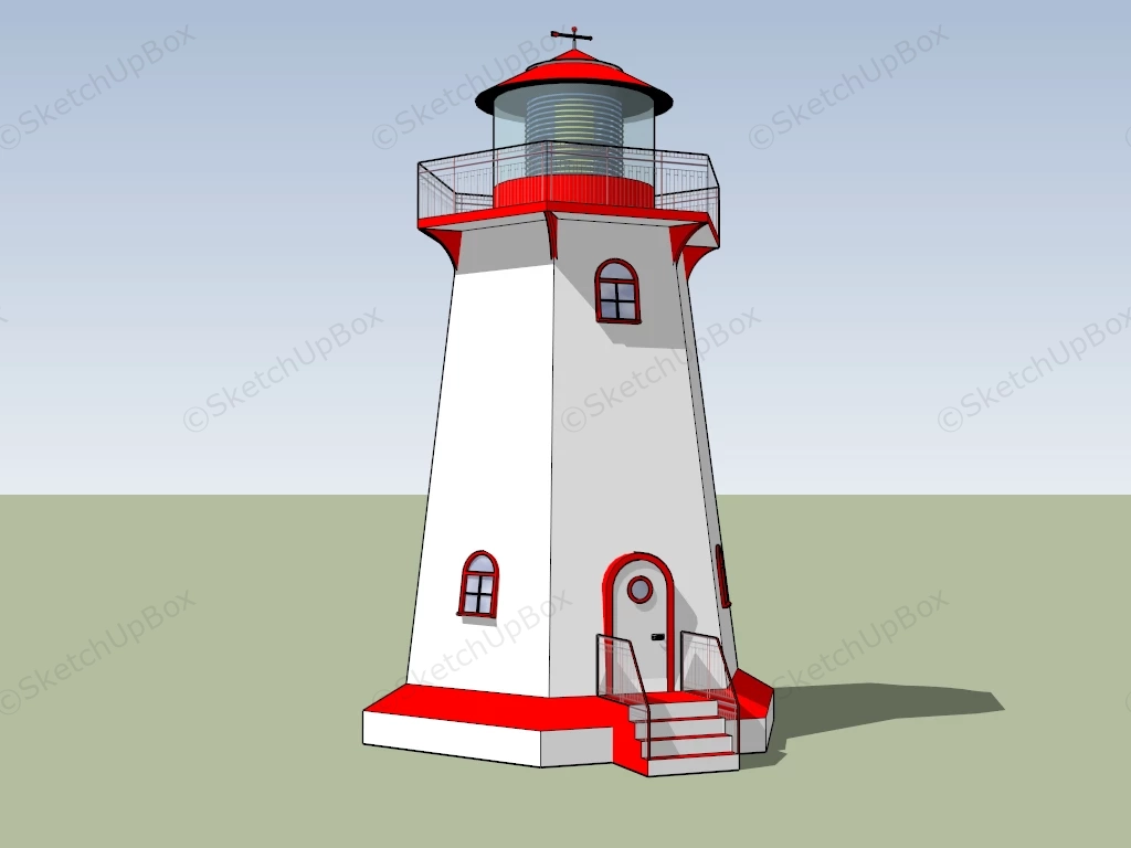 White Lighthouse sketchup model preview - SketchupBox