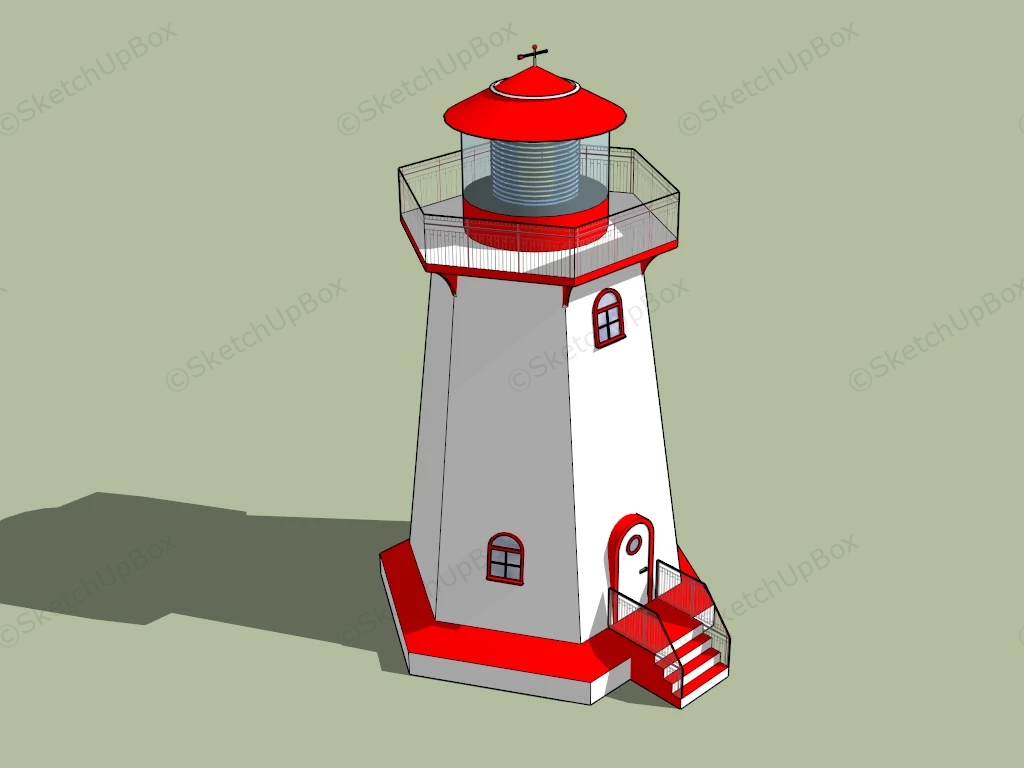 White Lighthouse sketchup model preview - SketchupBox