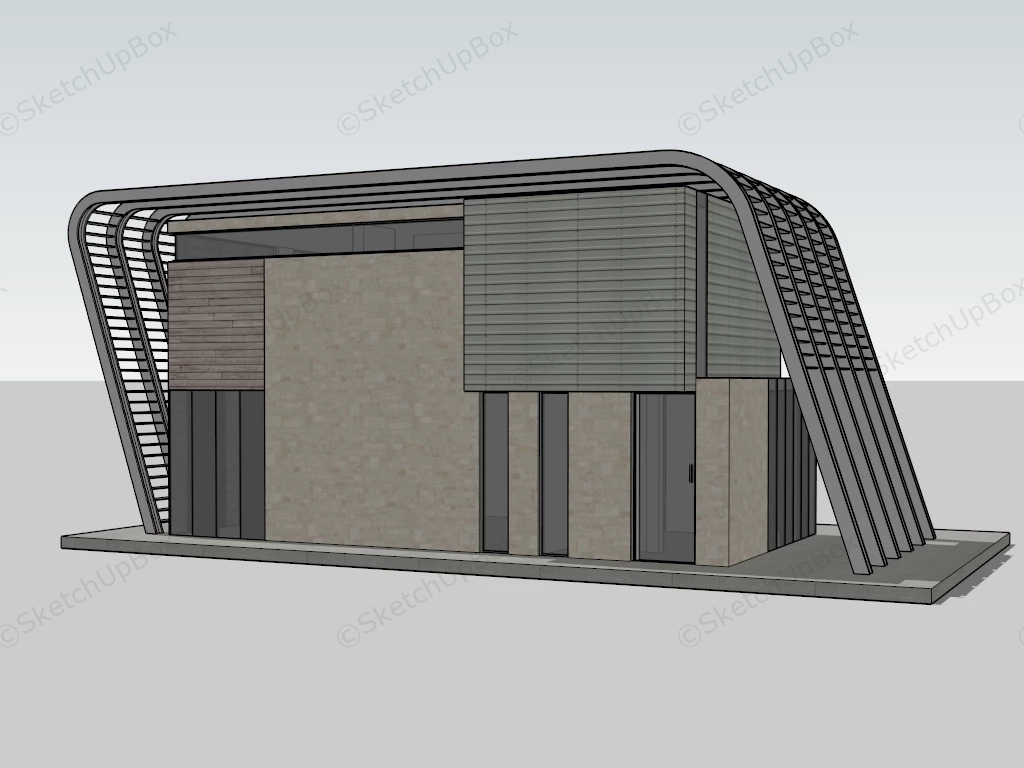 Small Contemporary Office Building sketchup model preview - SketchupBox