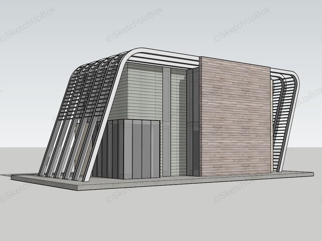 Small Contemporary Office Building sketchup model preview - SketchupBox