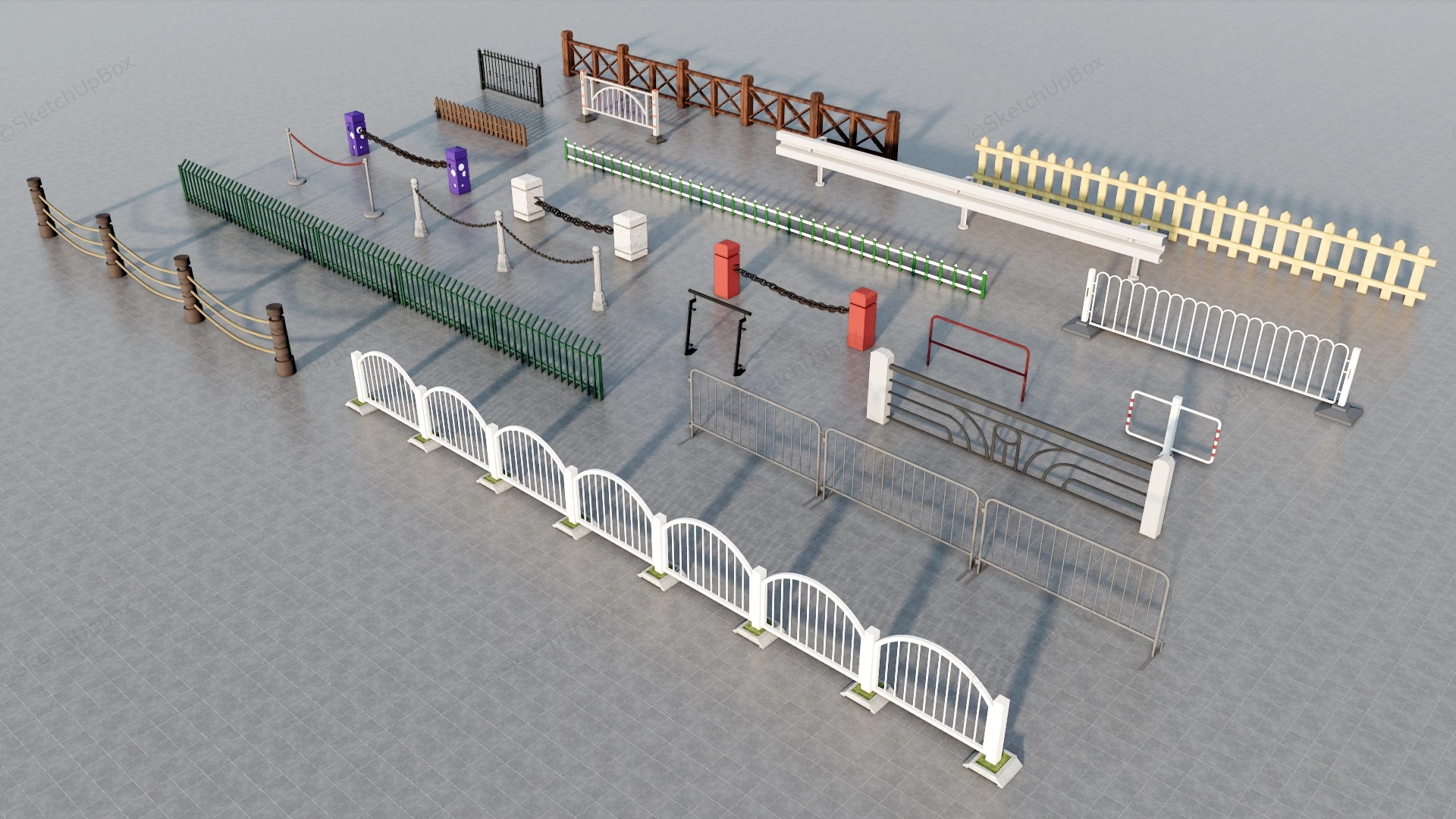 Wood And Metal Railing Collection sketchup model preview - SketchupBox