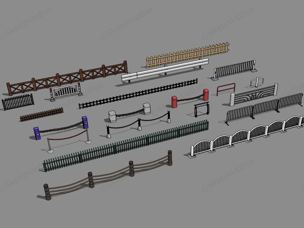 Wood And Metal Railing Collection sketchup model preview - SketchupBox