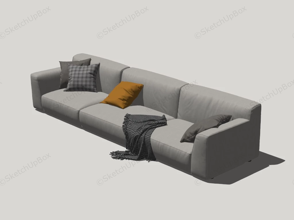 Extra Long Cream Sofa sketchup model preview - SketchupBox