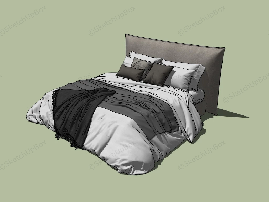 Upholstered Platform Bed sketchup model preview - SketchupBox