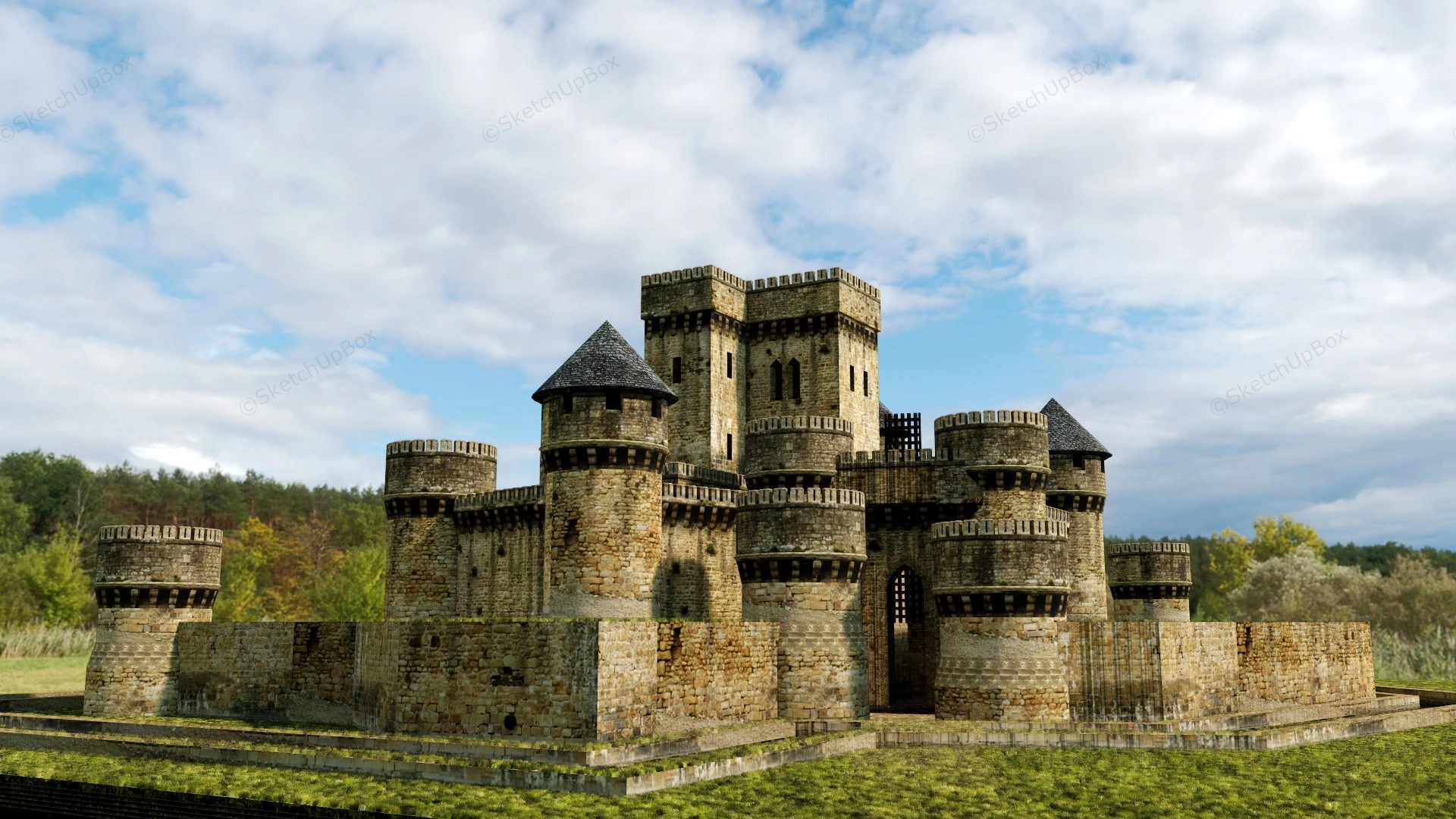 Old Fortress Castle sketchup model preview - SketchupBox