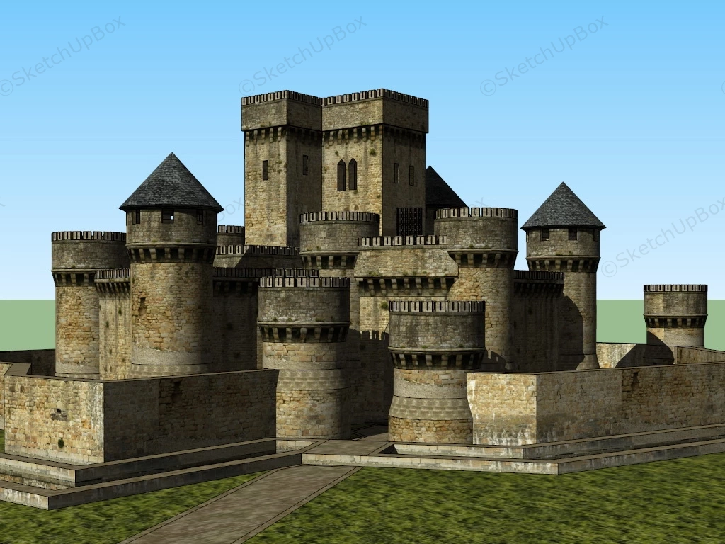 Old Fortress Castle sketchup model preview - SketchupBox