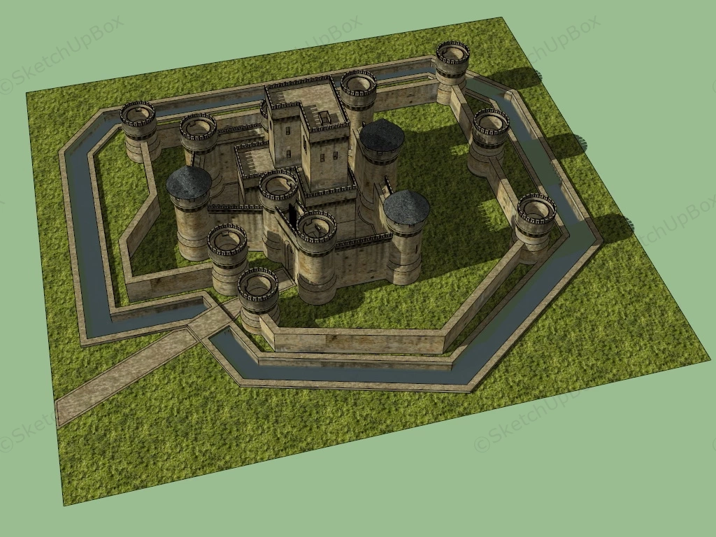 Old Fortress Castle sketchup model preview - SketchupBox