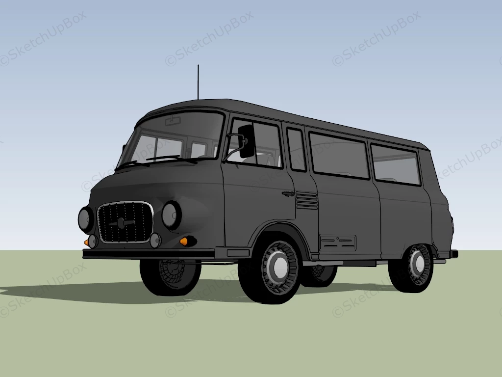 Black Minibus sketchup model preview - SketchupBox