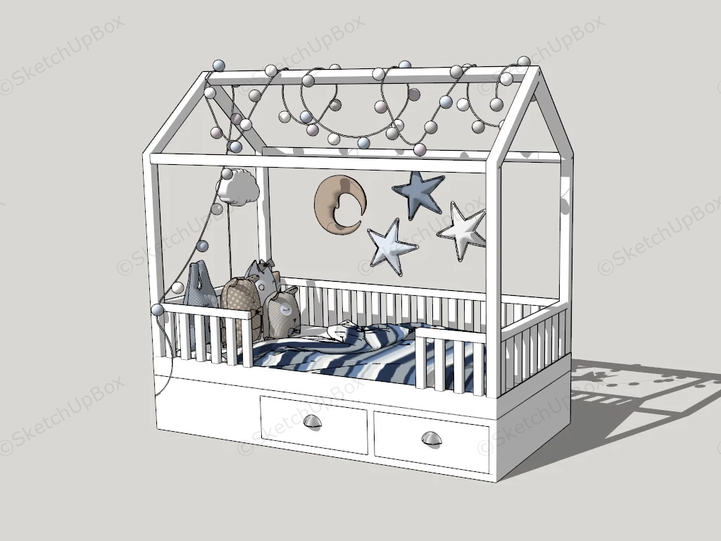 Toddler Canopy Bed sketchup model preview - SketchupBox