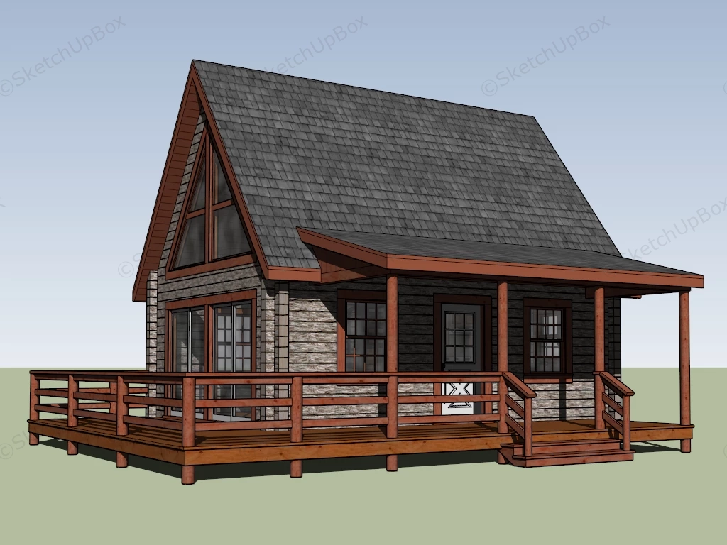 Small Rustic Cabin sketchup model preview - SketchupBox