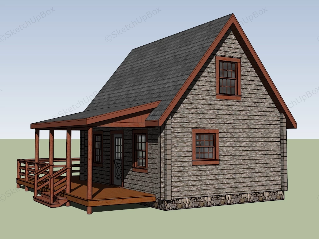 Small Rustic Cabin sketchup model preview - SketchupBox