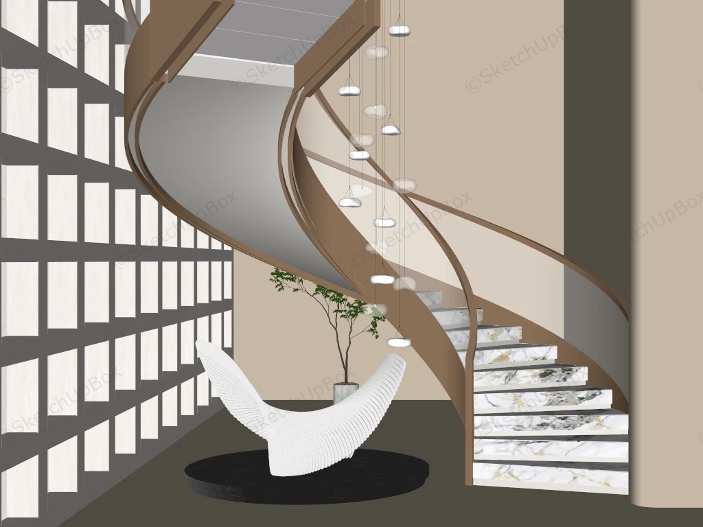 Indoor Spiral Staircase Design sketchup model preview - SketchupBox