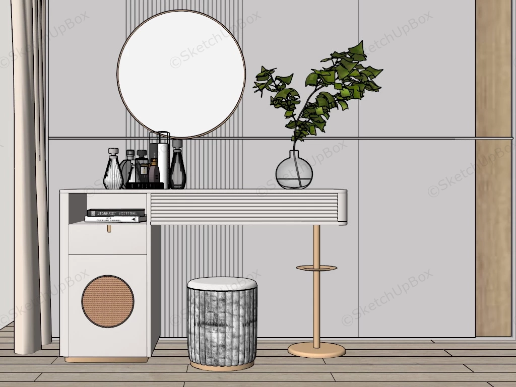 Bedroom Dressing Table With Mirror sketchup model preview - SketchupBox