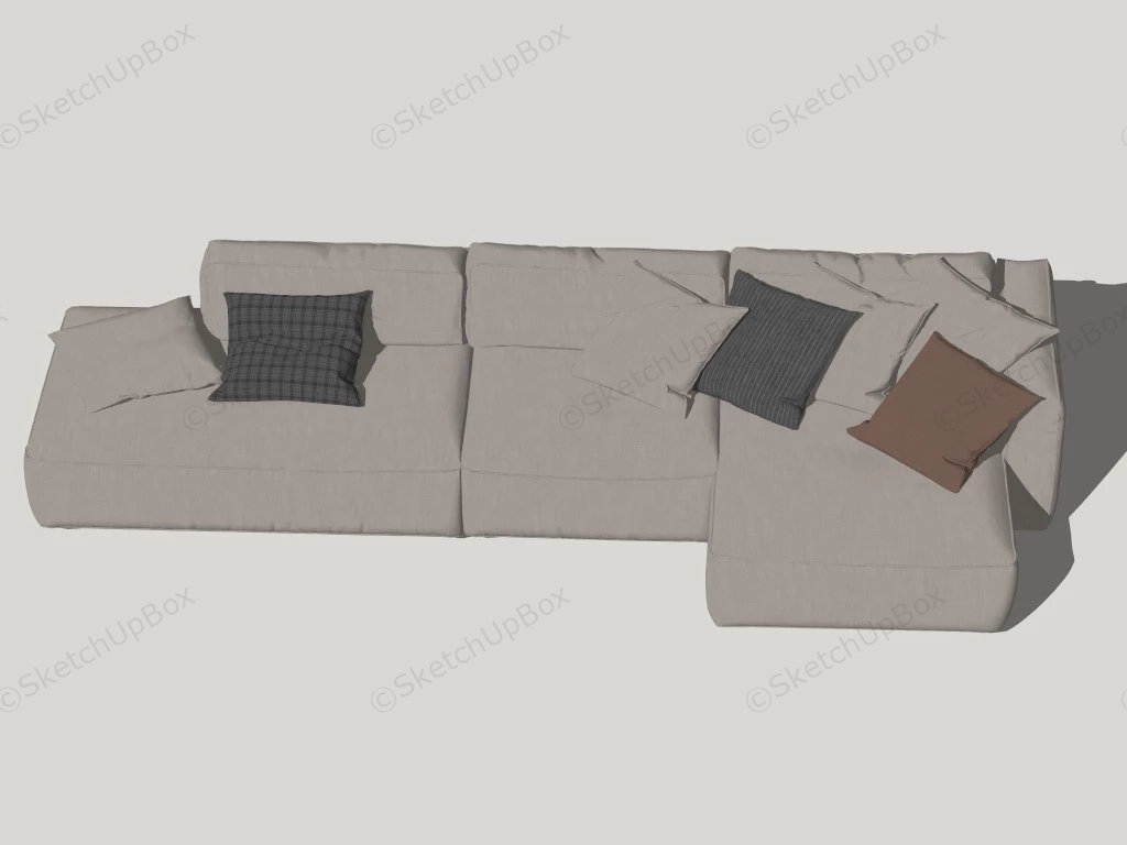 Cream Fabric Sectional Sofa Set sketchup model preview - SketchupBox