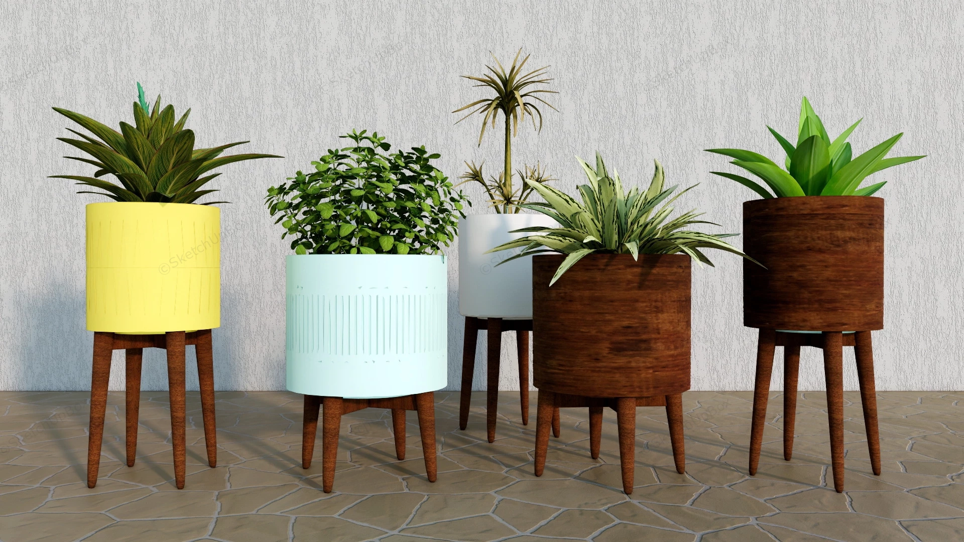 Indoor Plants With Stand sketchup model preview - SketchupBox