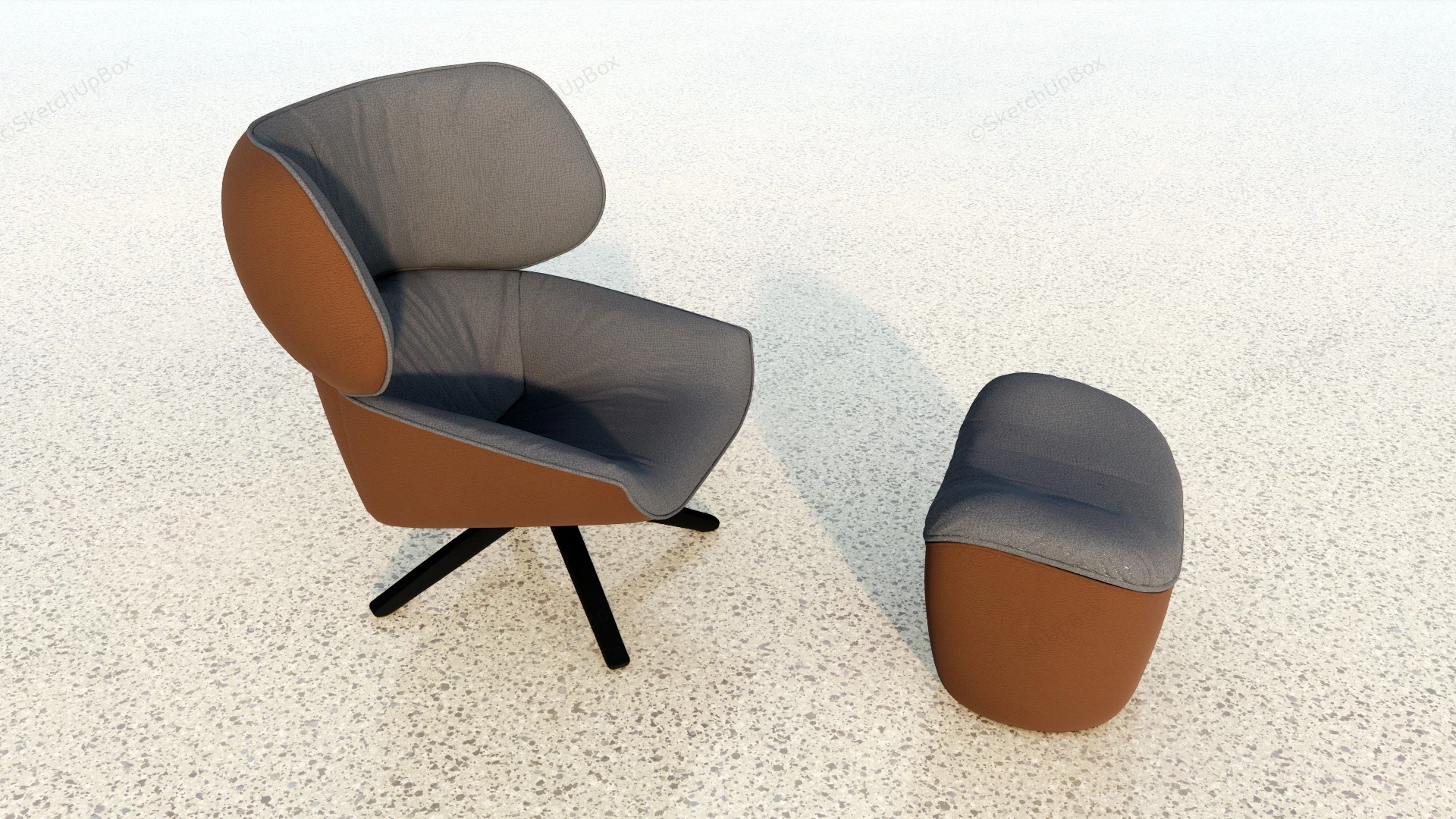 Lounge Chair And Ottoman Set sketchup model preview - SketchupBox