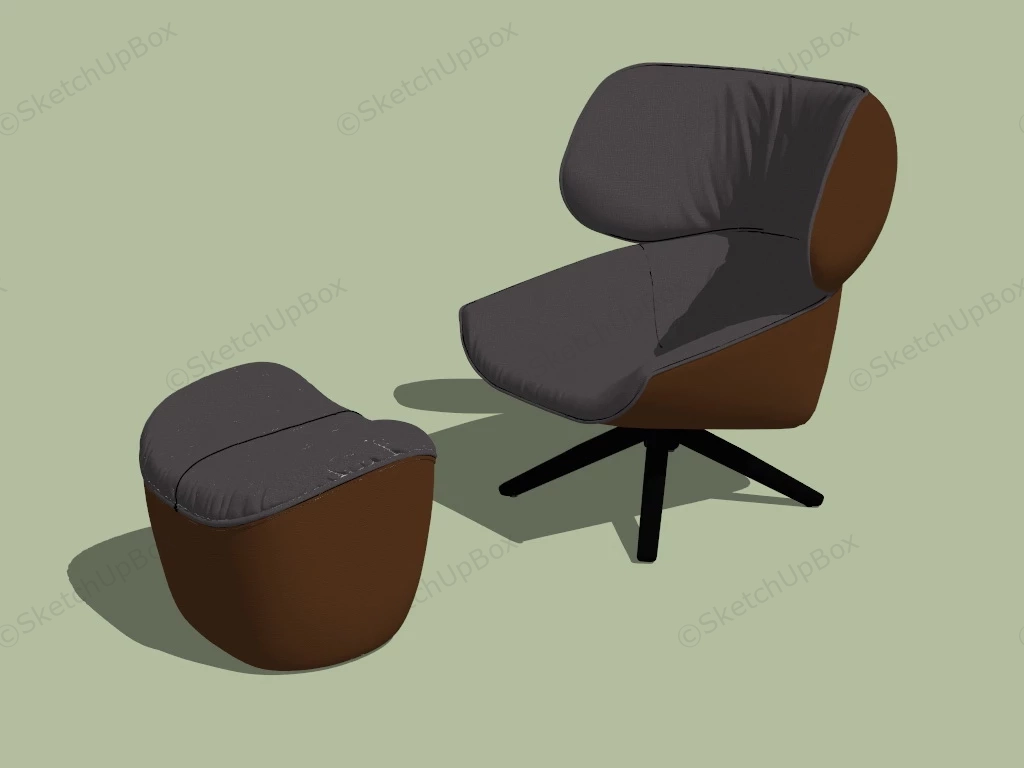 Lounge Chair And Ottoman Set sketchup model preview - SketchupBox