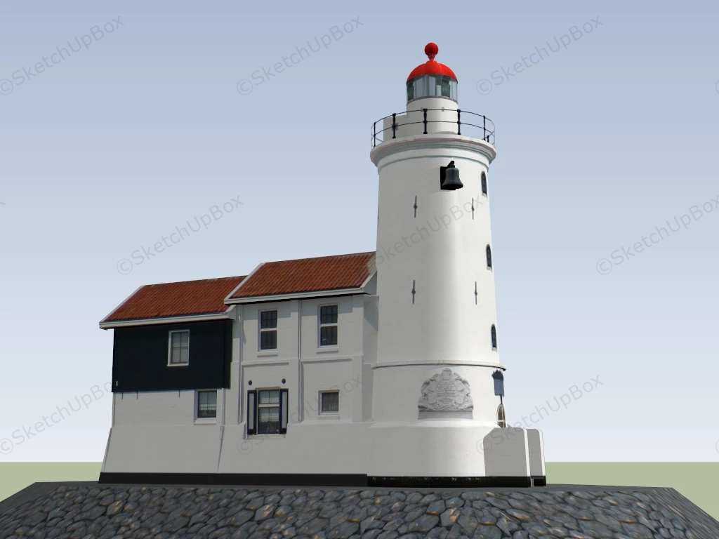 Lighthouse With Keepers House sketchup model preview - SketchupBox