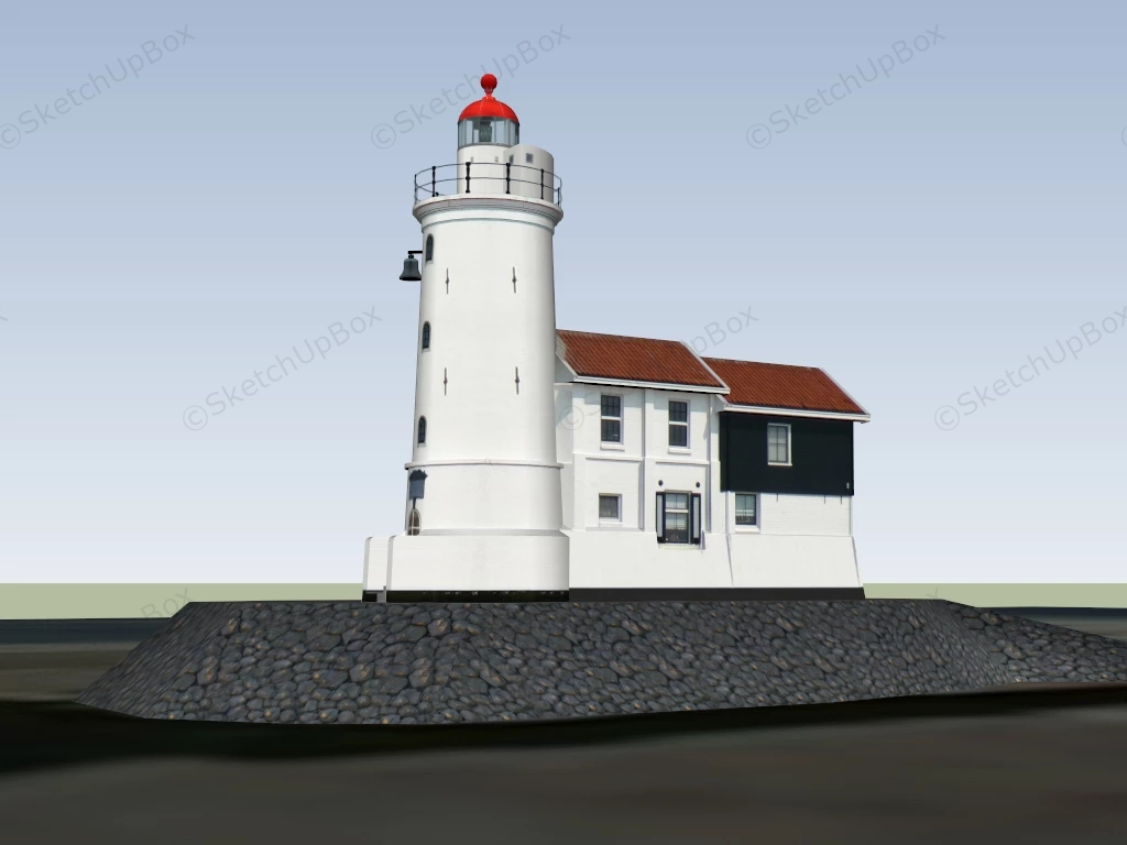 Lighthouse With Keepers House sketchup model preview - SketchupBox